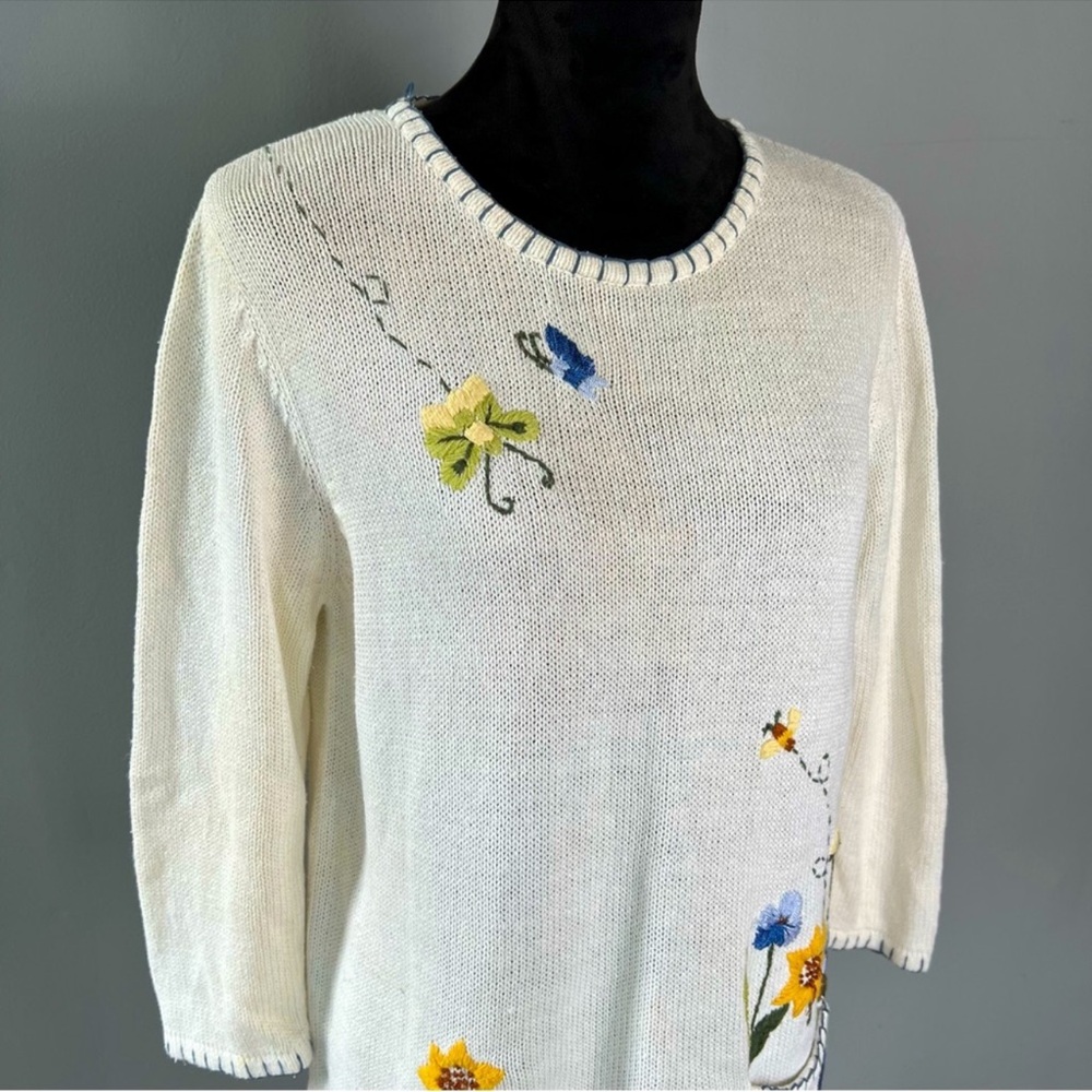 Vintage Style Studio Floral Embroidered Knit Sweater - Picture 5 of 7